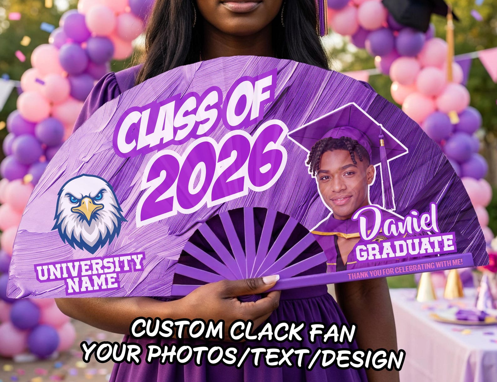Custom Clack Fan for Graduation, Class of 2026 Graduation Fans ...