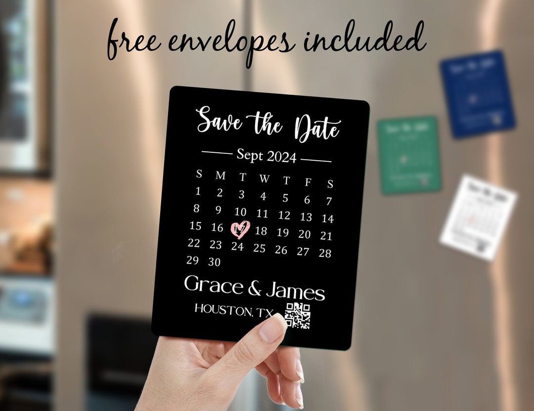 QR Code Save the Date Magnets Calendar/custom Wedding Magnets Save the ...