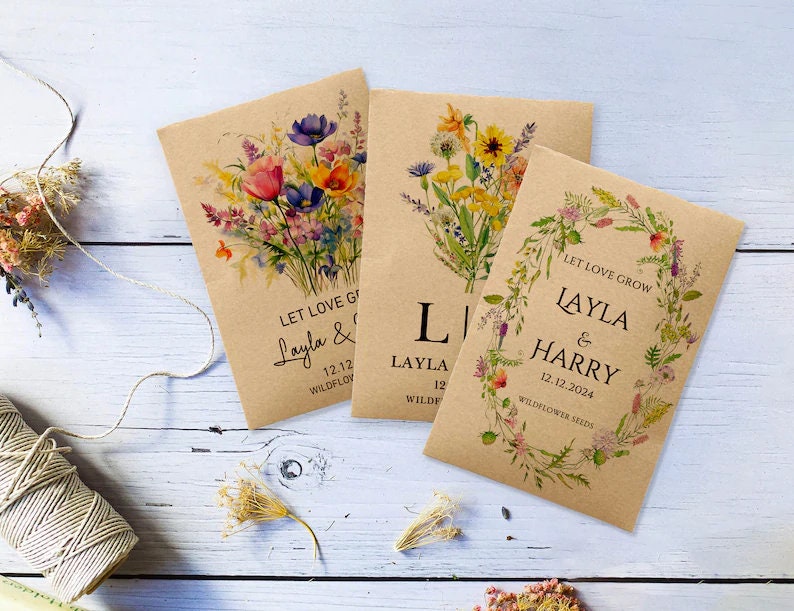 Wildflower Seed Packet Wedding Favors with Seed Included Personalized Seed Packets Favor for Bridal Shower Guest Wedding Seed Favors in Bulk image 5