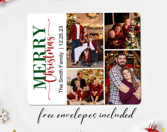 Photo Holiday Magnets Custom Christmas Gift Personalized Family Picture Holiday Card with Envelopes Xmas Fridge Magnets Merry Christmas