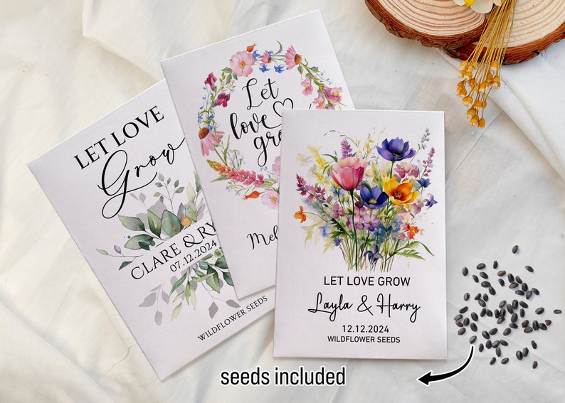 Wildflower Seed Packet Wedding Favors with Seed Included Personalized Seed Packets Favor for Bridal Shower Guest Wedding Seed Favors in Bulk image 4
