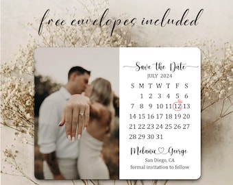 Save the Date Calendar Magnet Photo Magnetized Save the Date Cards Personalized Photo Fridge Magnets Calendar Wedding Announcement Gifts