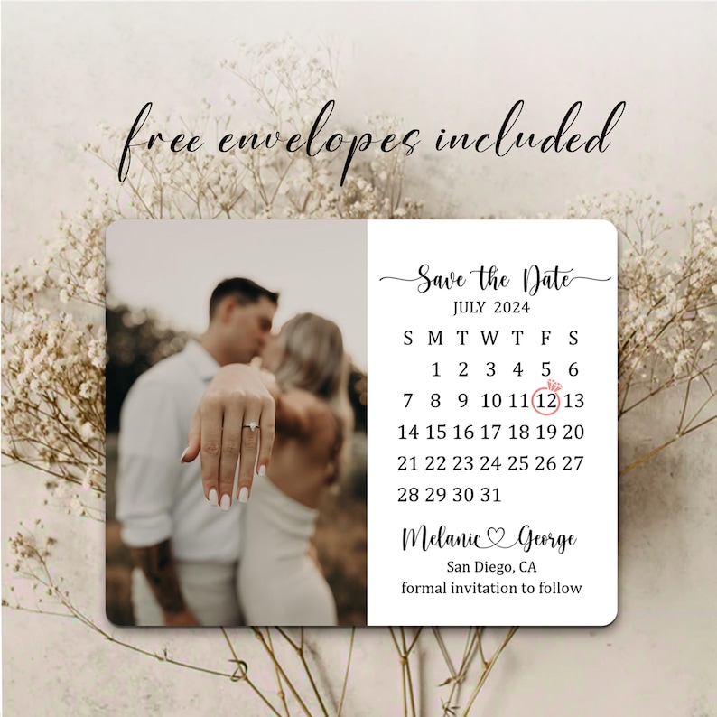 Save the Date Calendar Magnet Photo Magnetized Save the Date Cards Personalized Photo Fridge Magnets Calendar Wedding Announcement Gifts image 1