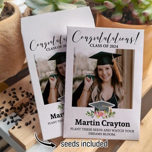 Custom Photo Graduation Seed Packets/Graduation Party Favors for Guests/Class of 2024 Grad Party Decoration/Graduation Cap/Blooming Future