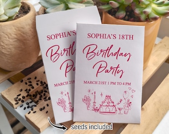 18th Birthday Party Bulk Favors for Guests/Birthday Seeds Packets Included/Personalized Birthday Favors/Adult Birthday Party Favor Ideas