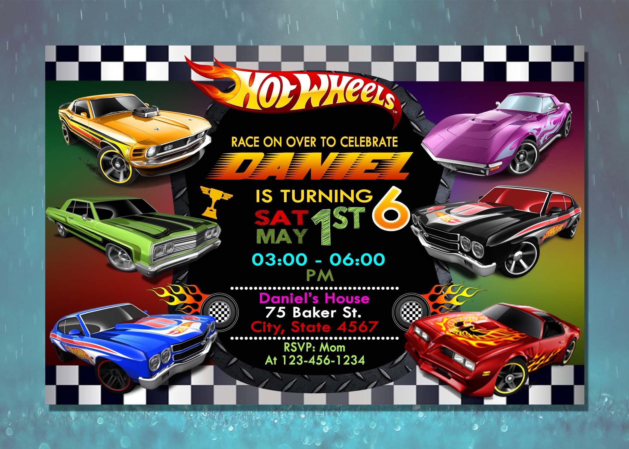 Hotwheels Birthday Invitation Hot Wheels Birthday Card | Etsy
