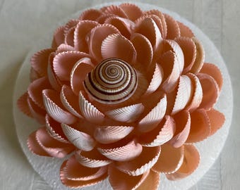 Handcrafted light coral/Pink Shell Flower: Subdial shell Centerpiece, Wedding Home Decor (4-Inch)