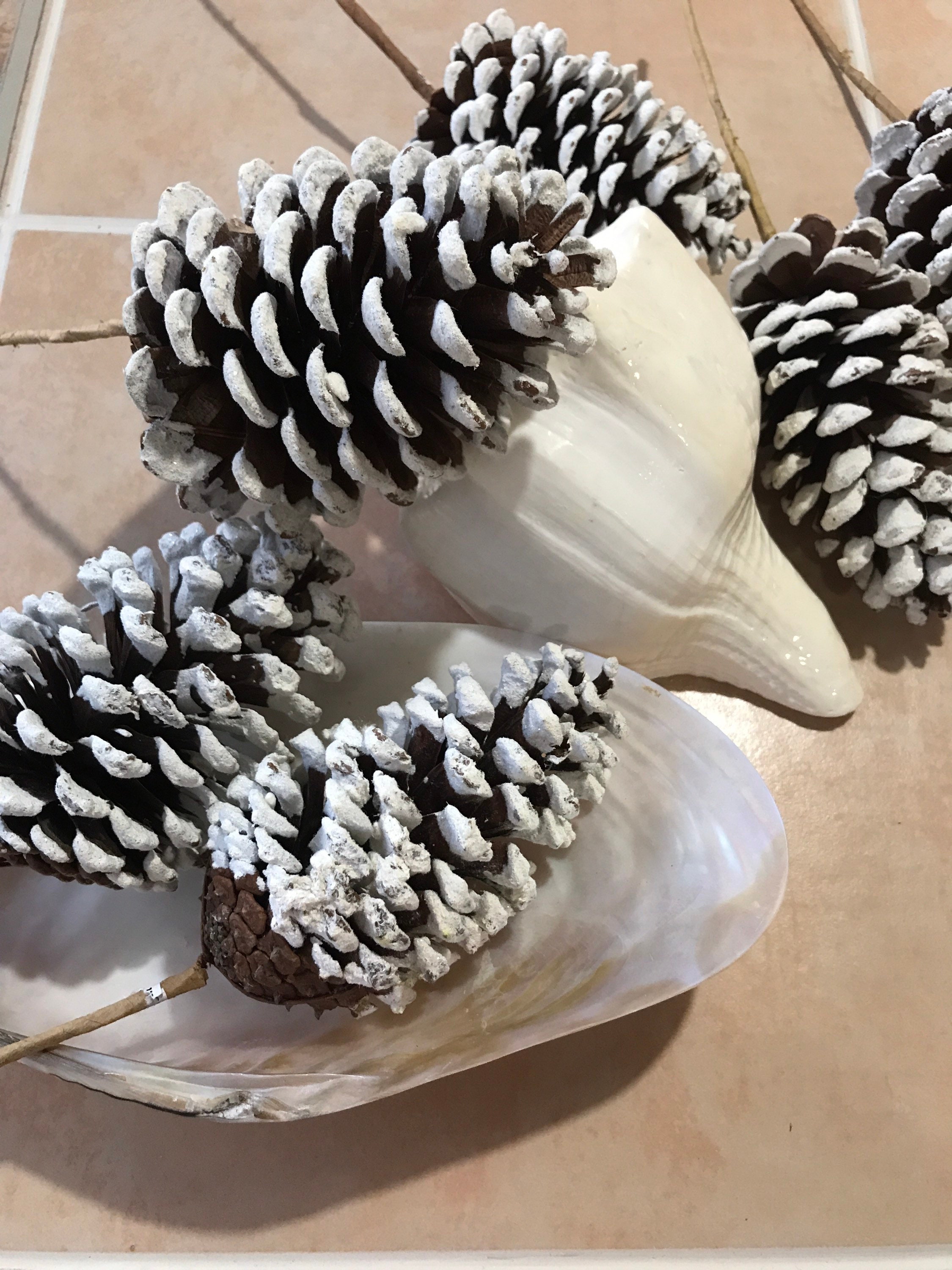 Afloral 12 Pieces - White Tipped Pine Cone Pick - 11 Tall