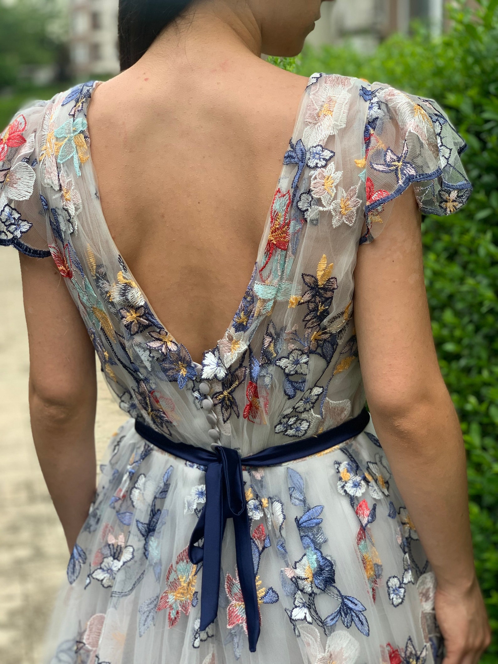 embroidered tulle dress