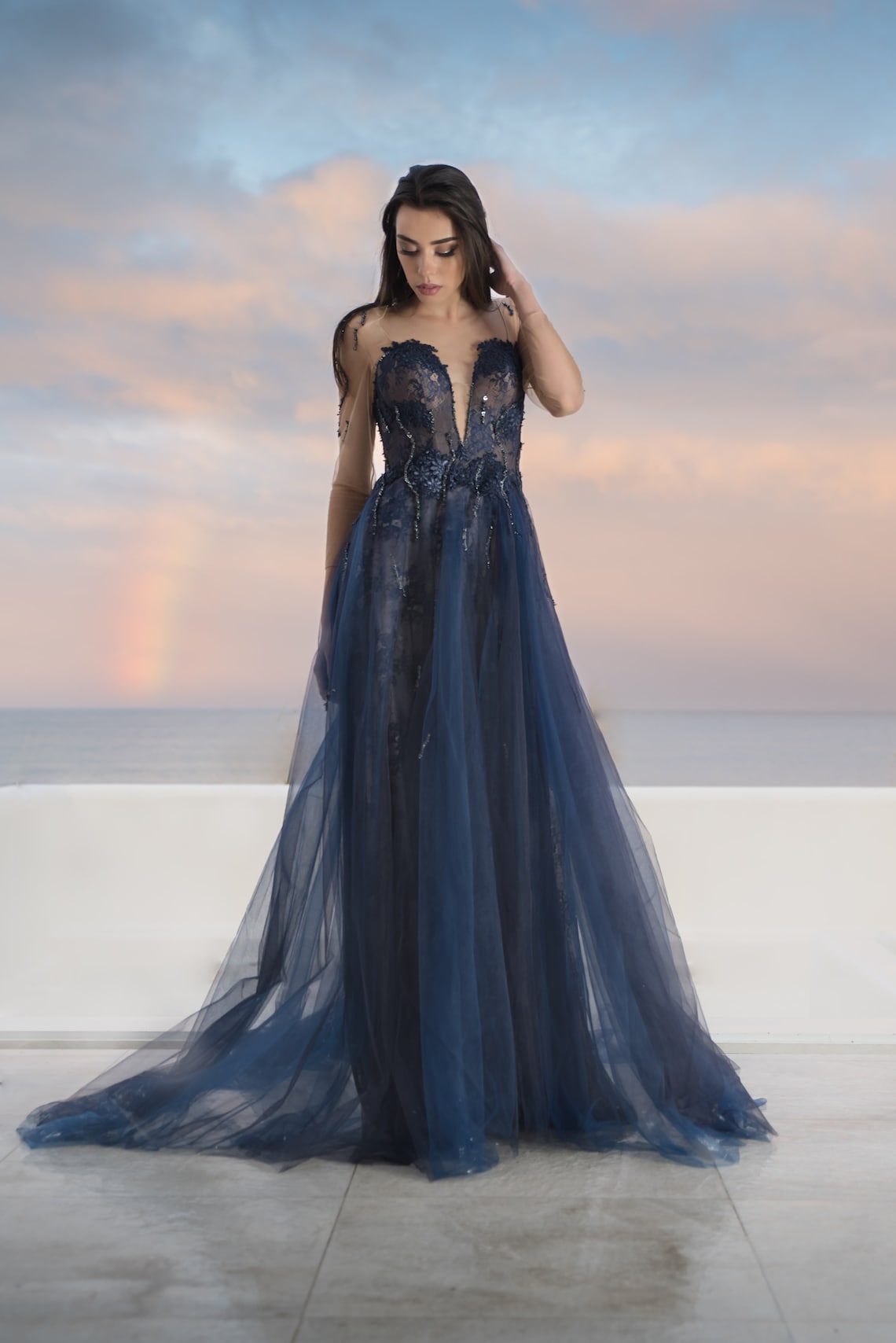 Blue wedding dress Alternative wedding dress in color Goth image 5