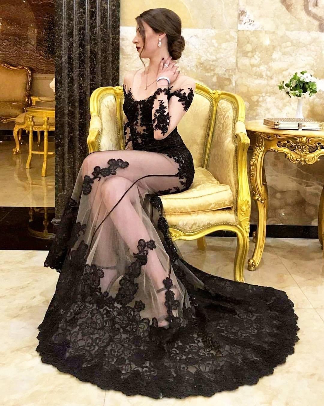 Elegant black cheap gowns