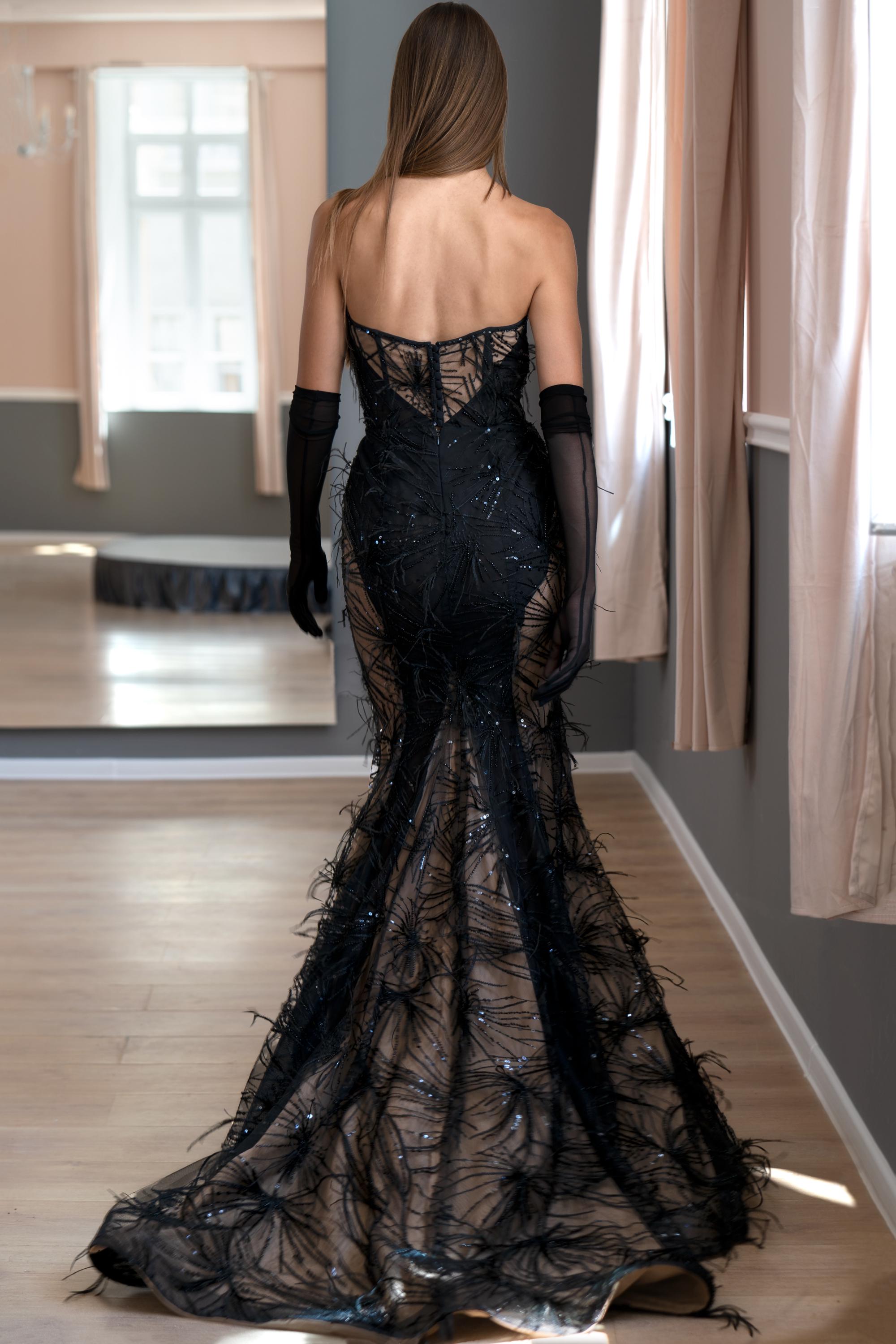 Black Lace Mermaid Wedding Dress: Gothic Bridal Gown With Sleeves - Etsy