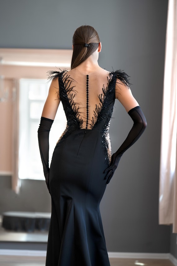 Black Lace Mermaid Wedding Dress: Couture Gothic Bridal Gown