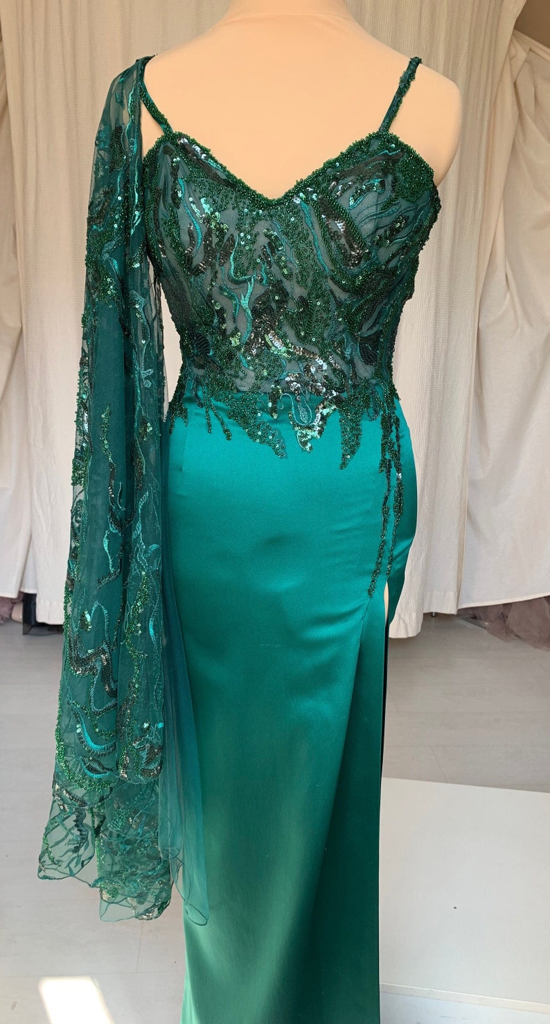 Green Wedding Dress Lace Non Traditional Emerald Gown Classy Etsy