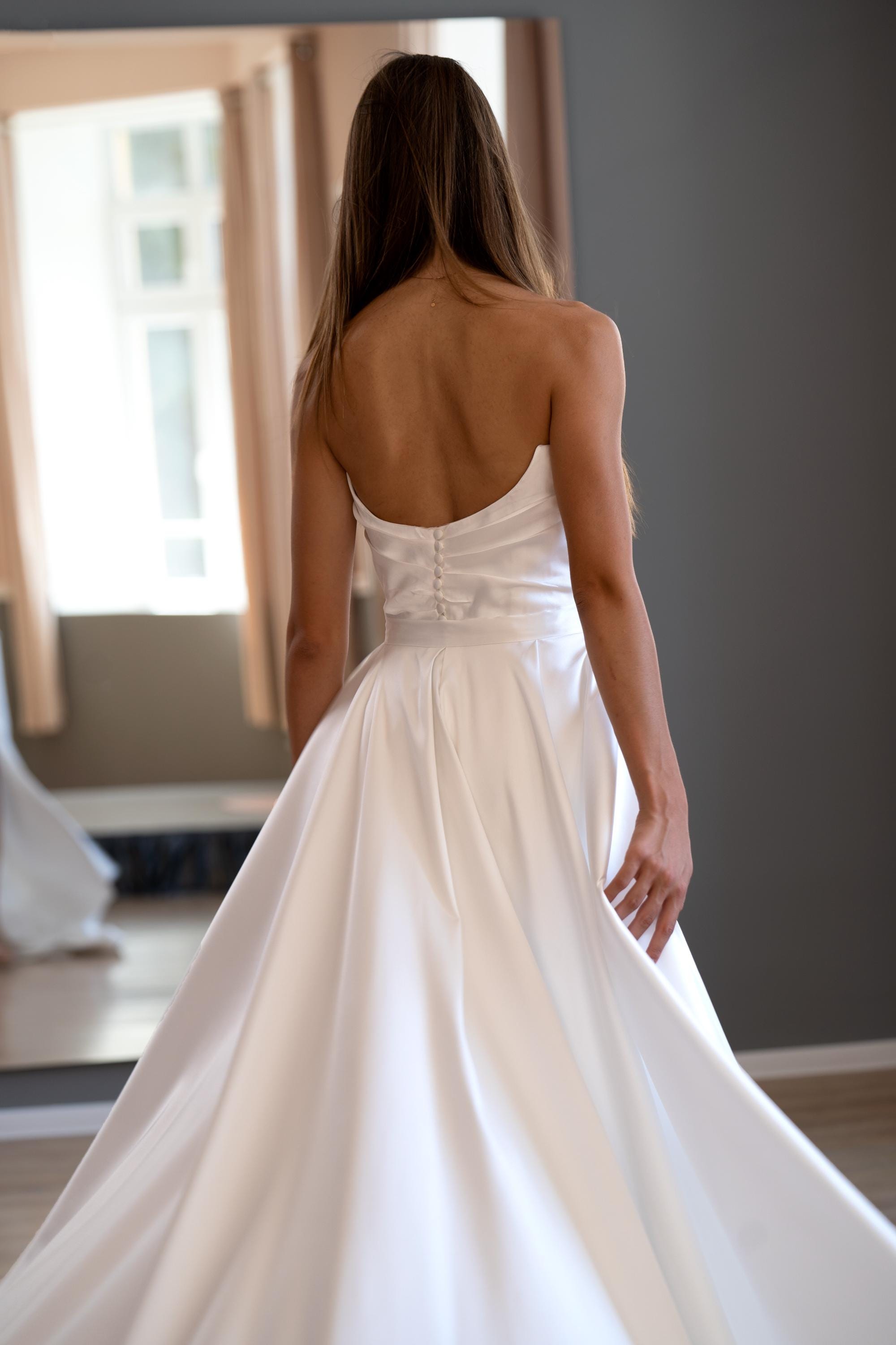 strapless mikado mermaid wedding dress Mermaid Mikado Wedding Dress Strapless, Off Shoulder, Fishtail 14 / Atlas