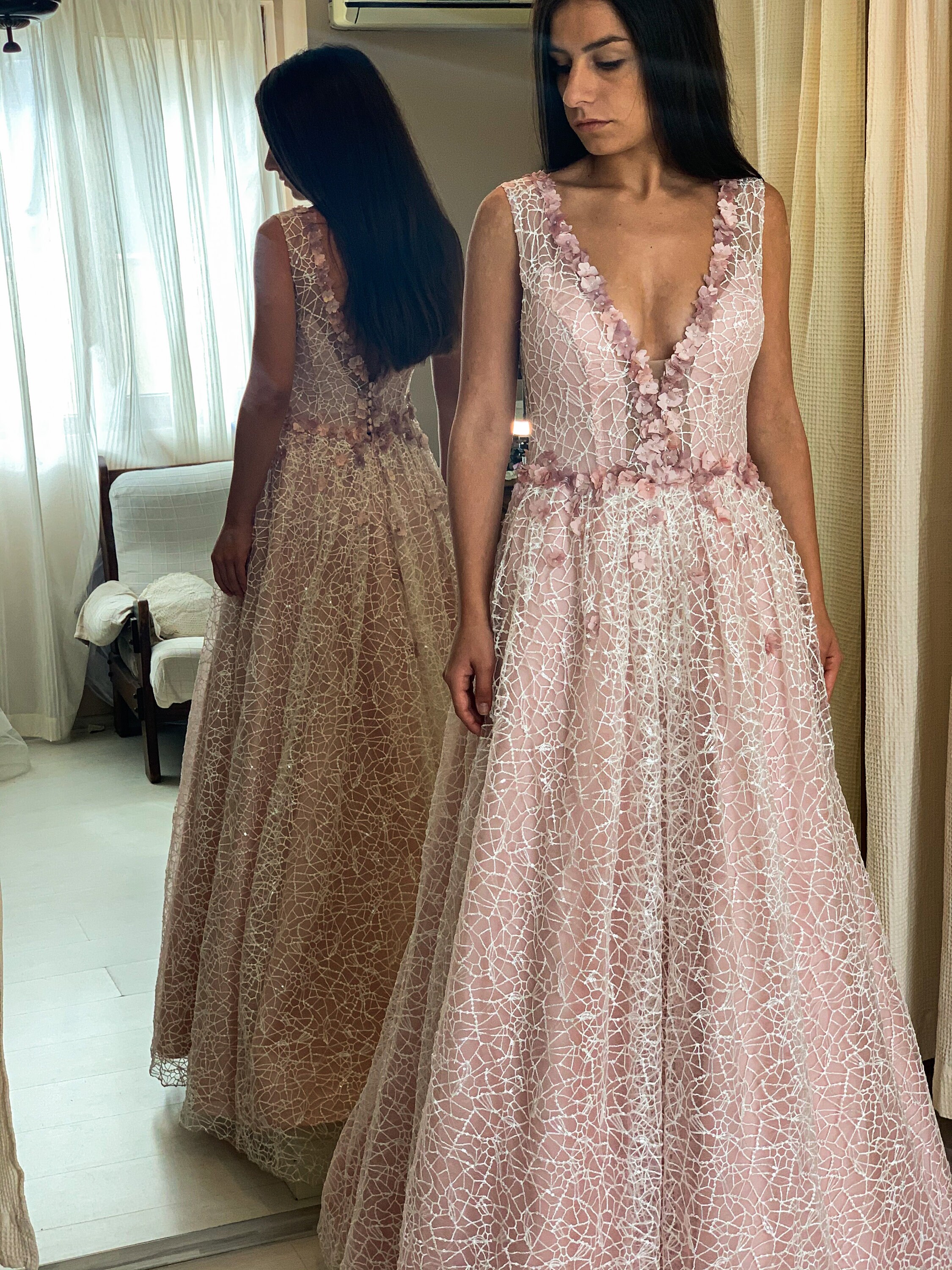 pink sequin wedding dress Fitted lace wedding gown Blush pink wedding dress