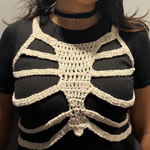 Skeleton top, crochet ribcage corset top, ribcage corset, crochet skeleton corset, handmade bone corset top