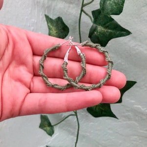Vine and flower hoop earrings, crochet hoops, handmade earrings, Mothers Day Gift