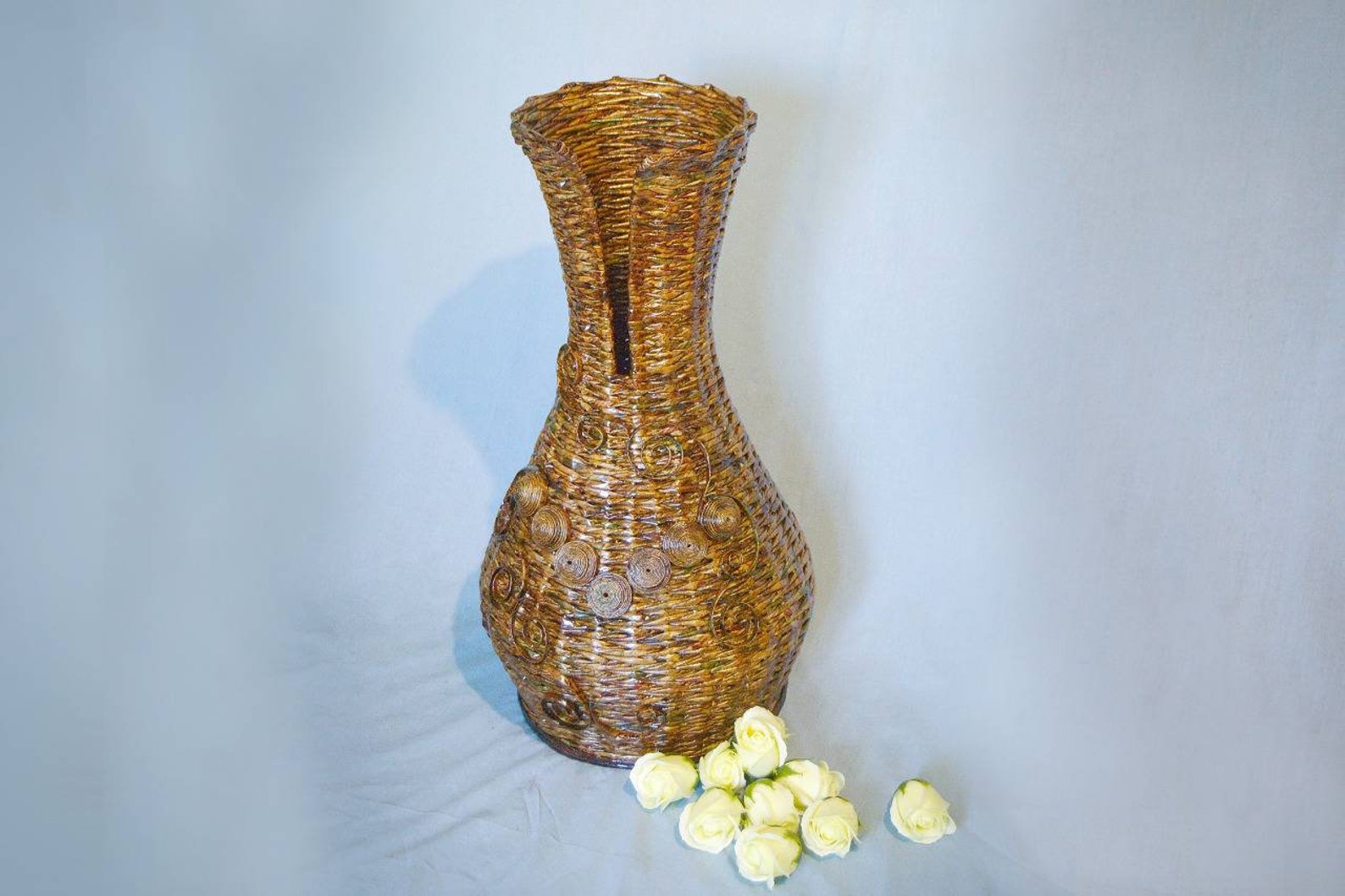 Wicker vase Large vase Tall vase Floor vase Black vase Etsy