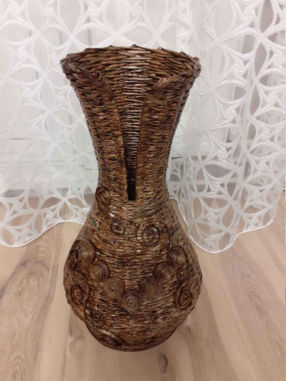 Wicker vase Large vase Tall vase Floor vase Black vase Etsy