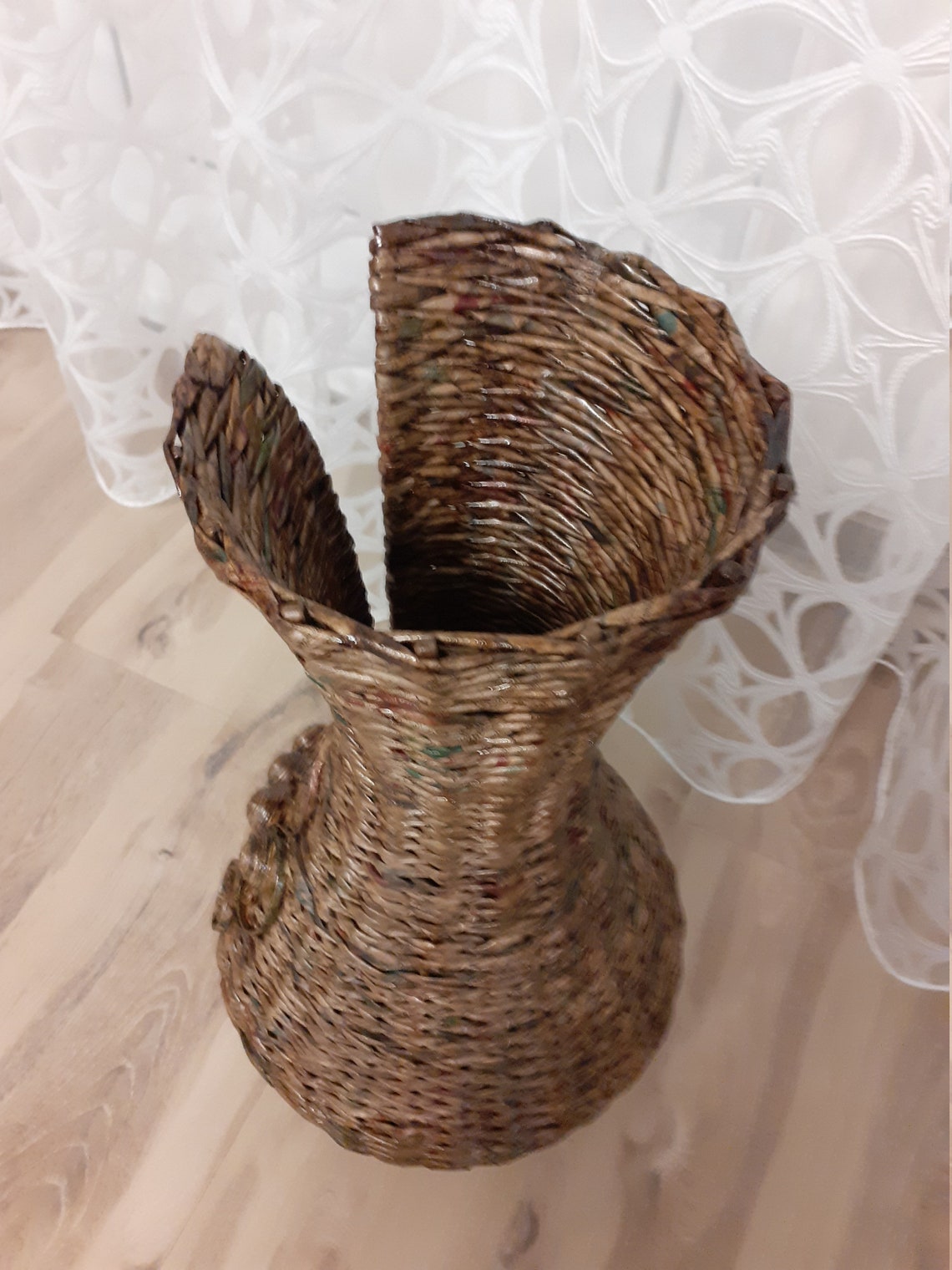 Wicker vase Large vase Tall vase Floor vase Black vase Etsy