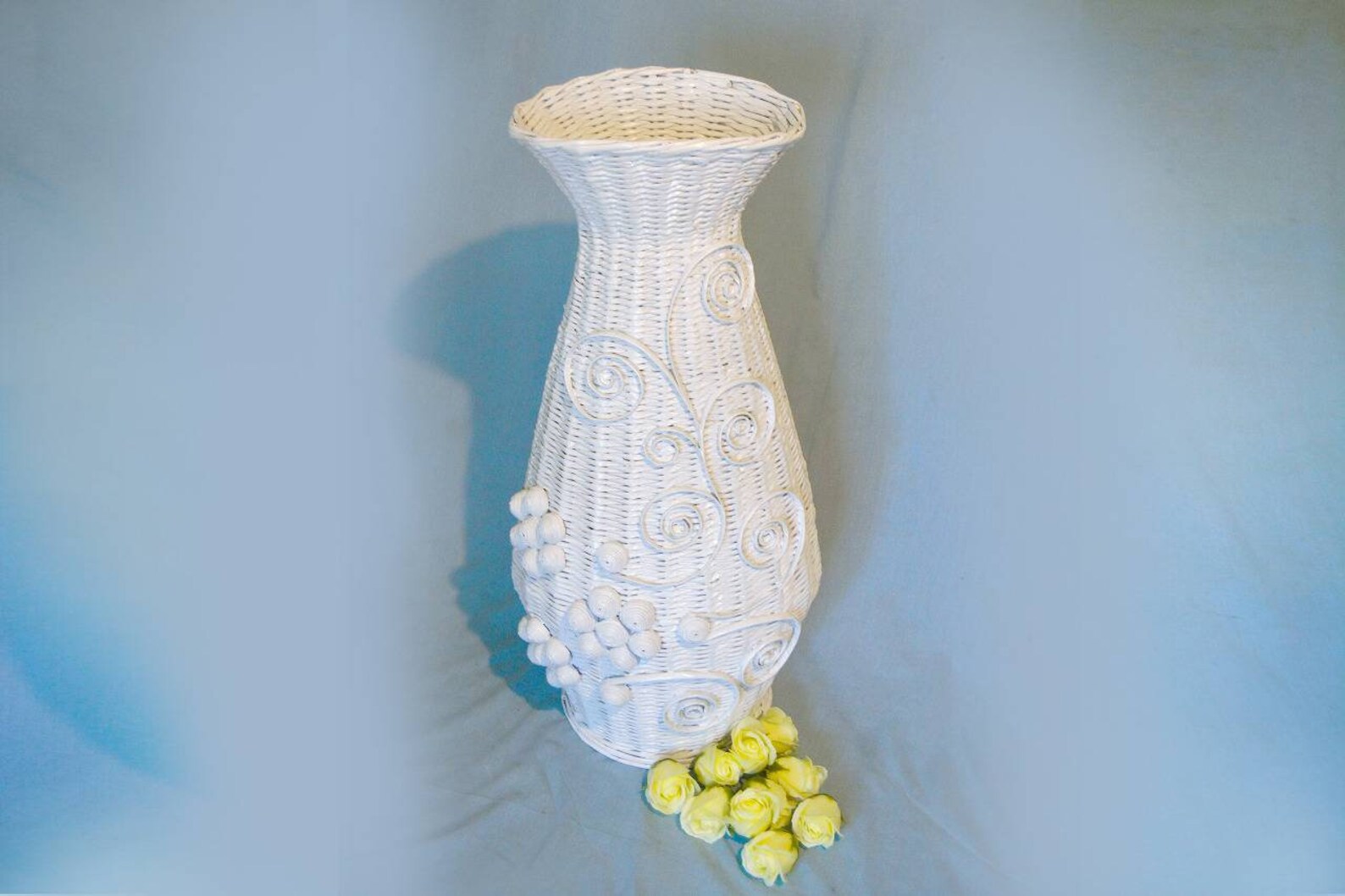 Wicker Vase Floor Vase Floor decoration White Vase Tall Etsy