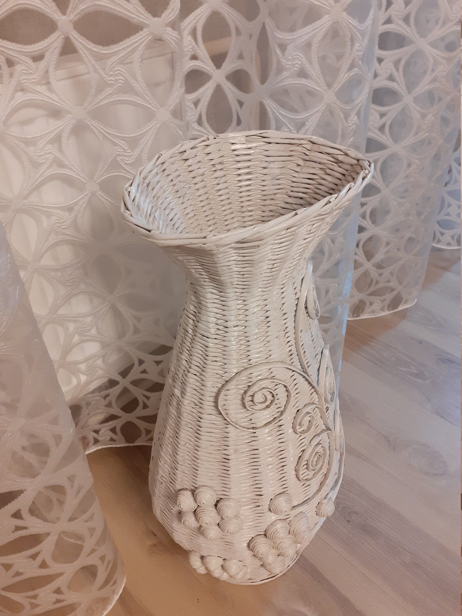 Wicker Vase Floor Vase Floor Decoration White Vase Tall Etsy
