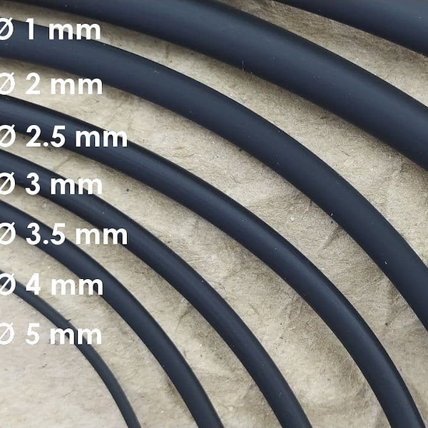 Cordon en caoutchouc noir/1 mm/2 mm/2,5 mm/3 mm/3,5 mm/4 mm/5 mm/5 mètres/10 mètres/bricolage prix de gros/fabrication de bijoux