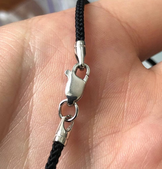 thumbnail image 2 of Handmade 2mm Silk Style Soft Fabric Cord Necklace - Sterling Silver Lobster Clasp - 20-25 Inch 2 of 5