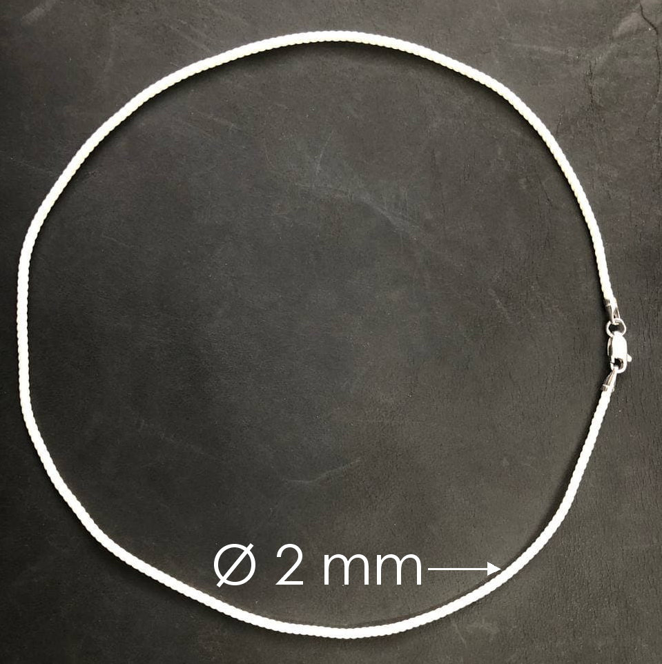 2mm Silk Style Soft Fabric Cord Necklace Sterling Silver Spring Clasp 14 to 19 | UK
