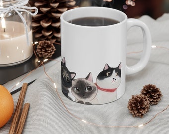 Cats mug // Sweet 6 Cats // Gift For Cat Lover/ Cat Mom // Birthday Gift Idea / Special Day Gift/ 11 oz (0.33 l) White Ceramic Mug