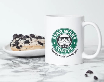Star Wars & Starbucks Mug / Gifts For Her - Him / Deathstarbucks / Special Day Gift / 11 oz (0.33 l) White Ceramic Coffe And Tea Mug