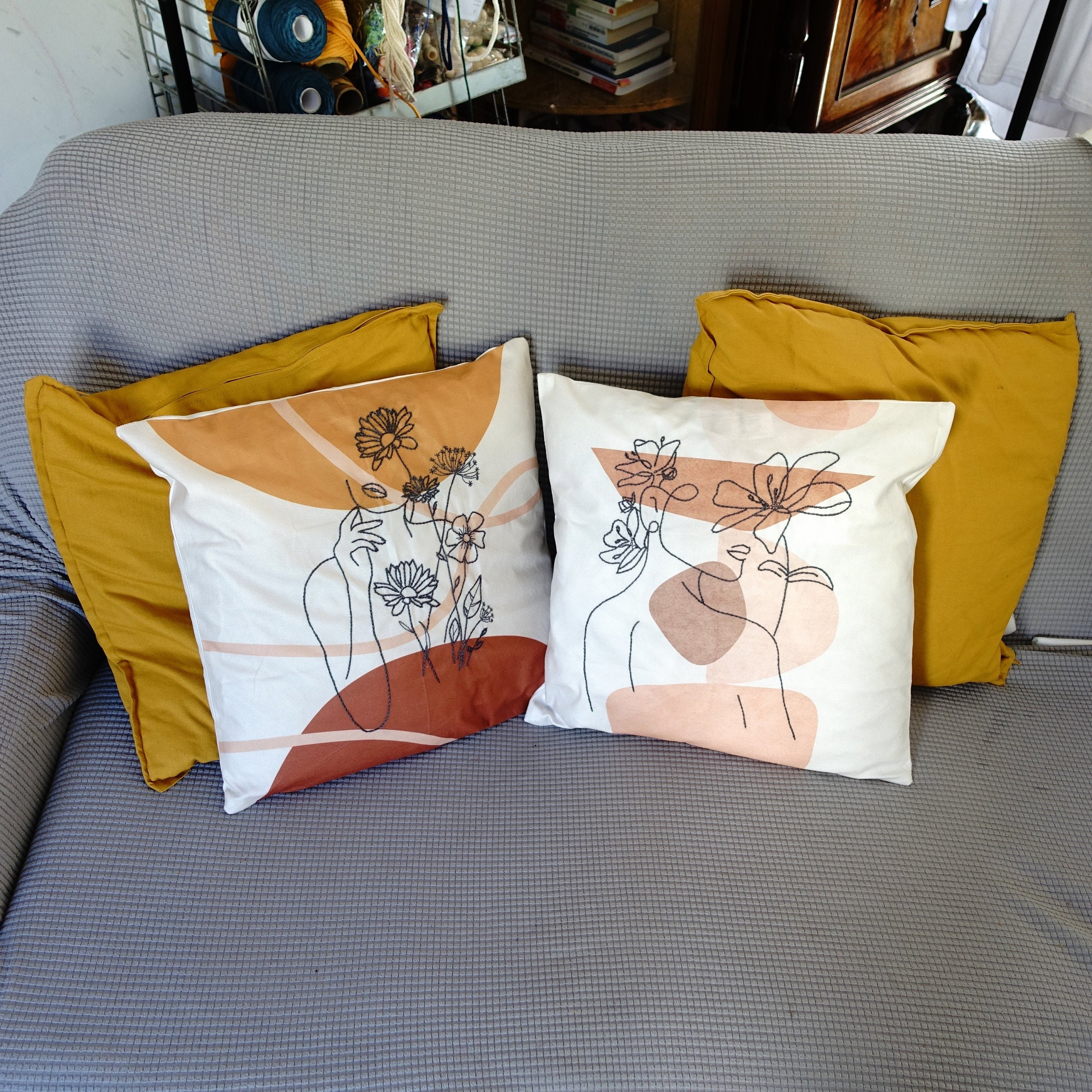 Housse de Coussin Broderie Fait A La Main