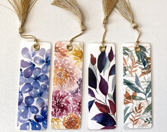 Floral Bookmarks || Handmade Bookmarks | Laminated with Tassel | Watercolor Print | Botanical Print | Gift For Her | Bookish