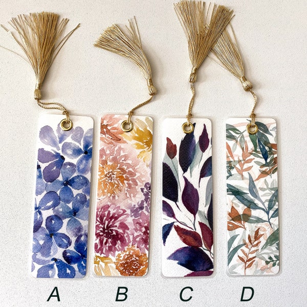 Floral Bookmarks || Handmade Bookmarks | Laminated with Tassel | Watercolor Print | Botanical Print | Gift For Her | Bookish