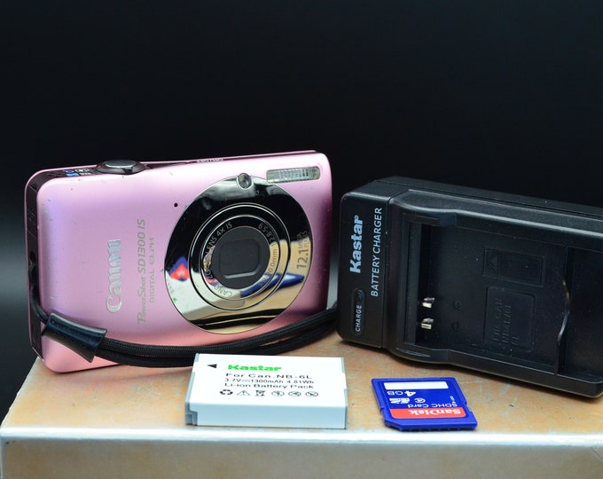 Pink Canon Powershot SD1300 IS Digital Elph 12MP Compact Digital Camera