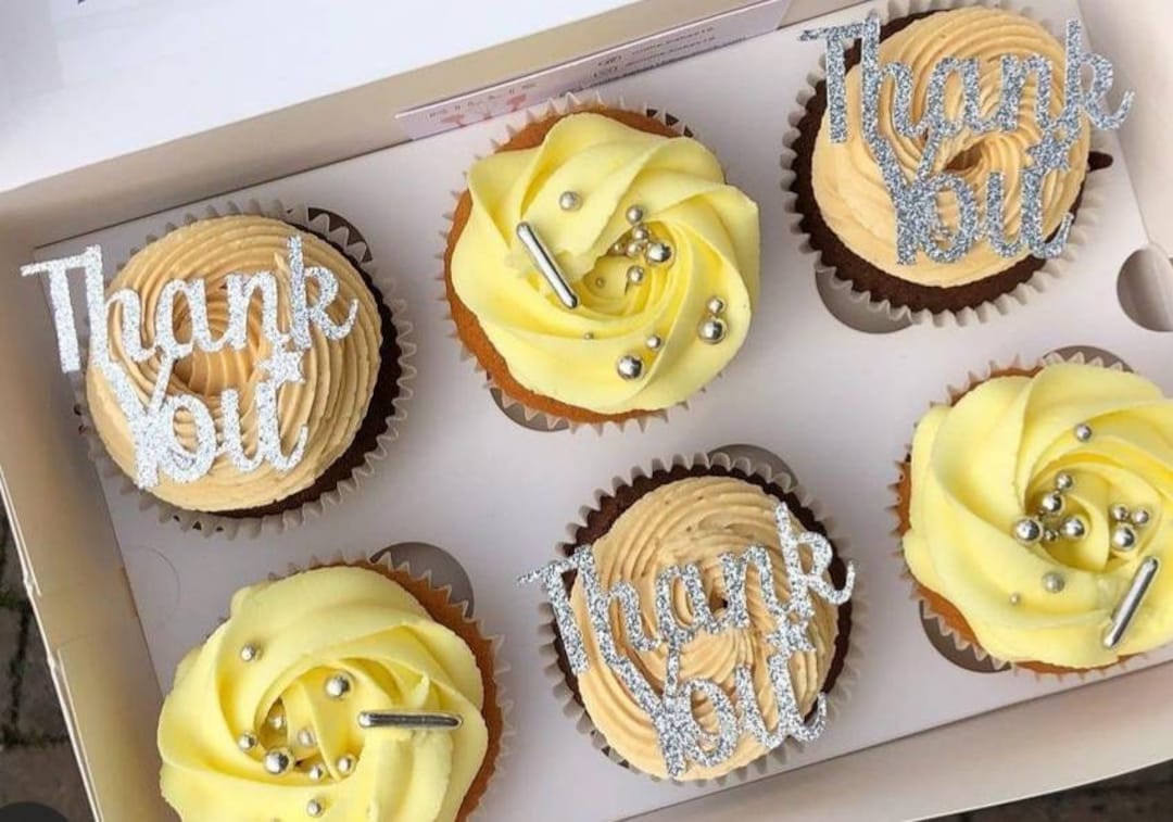 Thank You Cupcake Toppers Cake Toppers Thanks Cupcake Etsy