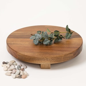 Acacia Wood Riser: Round Display Pedestal Board, 10" Wide, 2" high