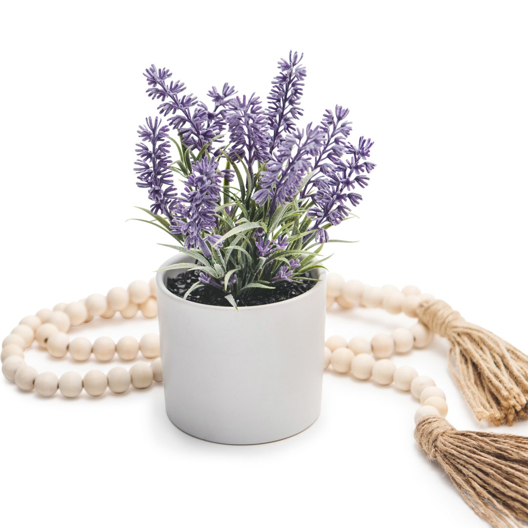Fake Lavender Plant Artificial Lavender Plant Faux Lavender Plant in Small White Ceramic Pot 8