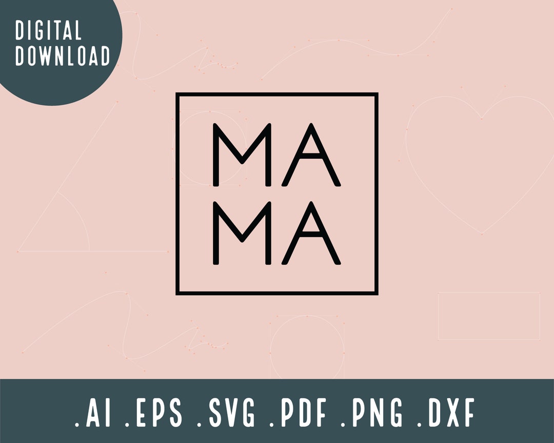Mama in Square SVG Mama Box SVG Outlined Mama SVG Svg - Etsy