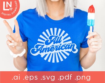 All American SVG Png | 4th Of July Png SVG |  Fourth Of July, Retro 4th Of July Svg Png, America Png, Retro Svg Png Cutfile