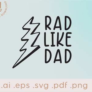 Rad Like Dad SVG | Bliksemschicht Vaderdag SVG | Rad Zoals mijn vader Dino en Rad Papa | Eerste Vaderdag | Vader en zoon matchen