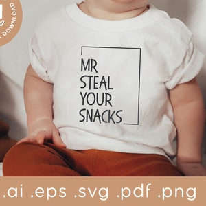 Mr Steal Your Snacks Svg | Rolig småbarnströja | Trendig pojktröja | Småbarnspojke SVG