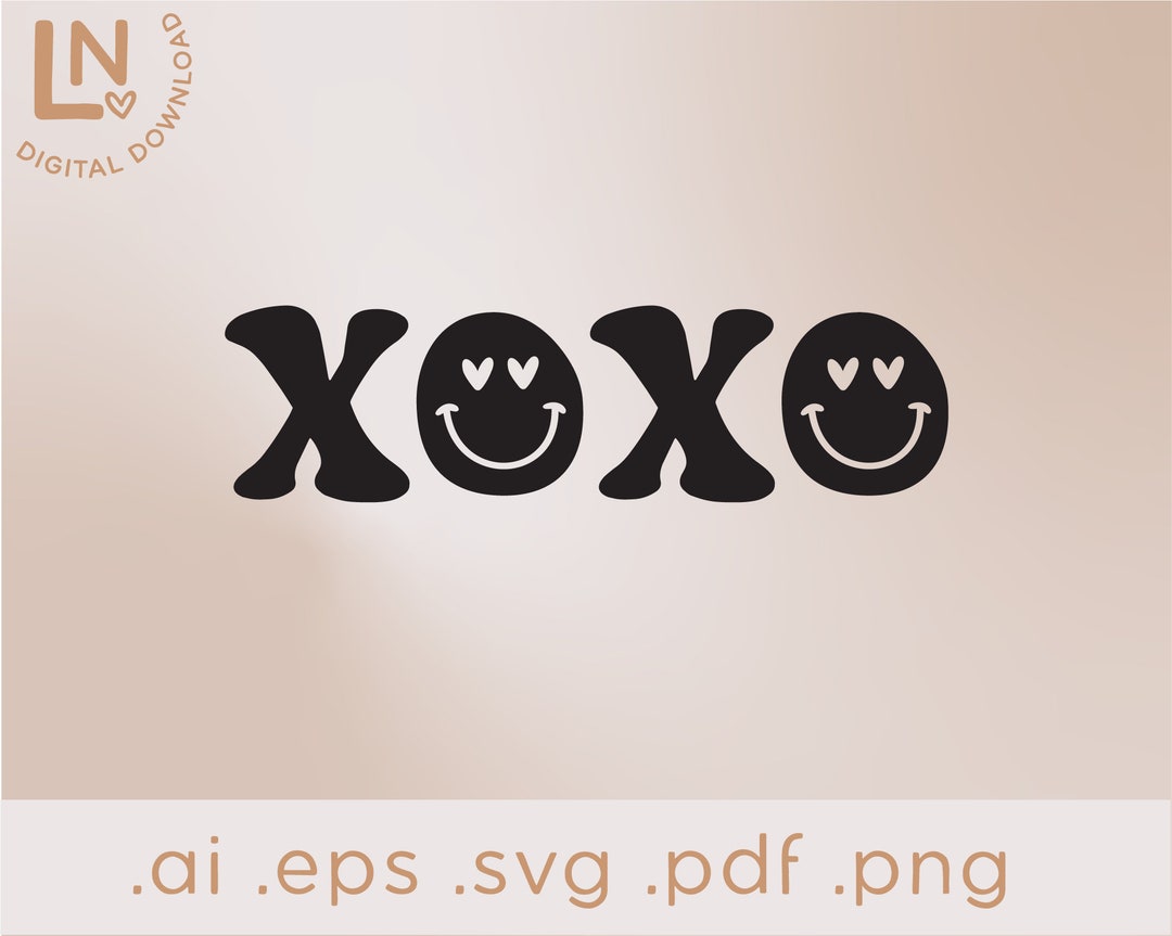 XOXO Smiley Valentine's Day SVG | Retro Valentines Svg | Svg Cut File ...
