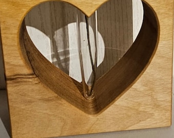 Decorative heart heart solid wood heart with vase birthday gift birthday decorative heart light walnut solid