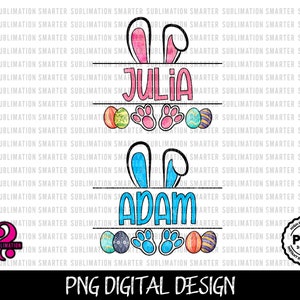 Bunny Name Frame png, Bunny Monogram Frame png, Bunny watercolor , Easter png, Easter Split Monogram png, Bunny split png, Cute bunny