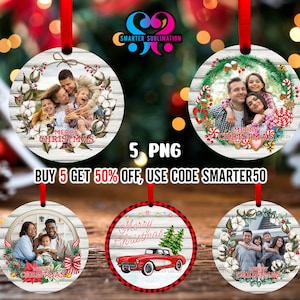 personalized Family Ornament Png, Round Christmas Ornament, PNG Instant Download, Xmas Ornament Sublimation Design Add Photo Ornament png