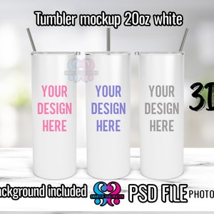 20oz skinny tumbler Mockup | Add your own image and background | tumbler Mockup PSD  |  sublimation tumbler mockup in photoshop