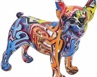 Graffiti Bulldog Statue Art Resin Figurine Ornament Abstract Decor Dog Lovers Dog Gifts Dog Decor Homeware Cute Gift Ideas Dogs