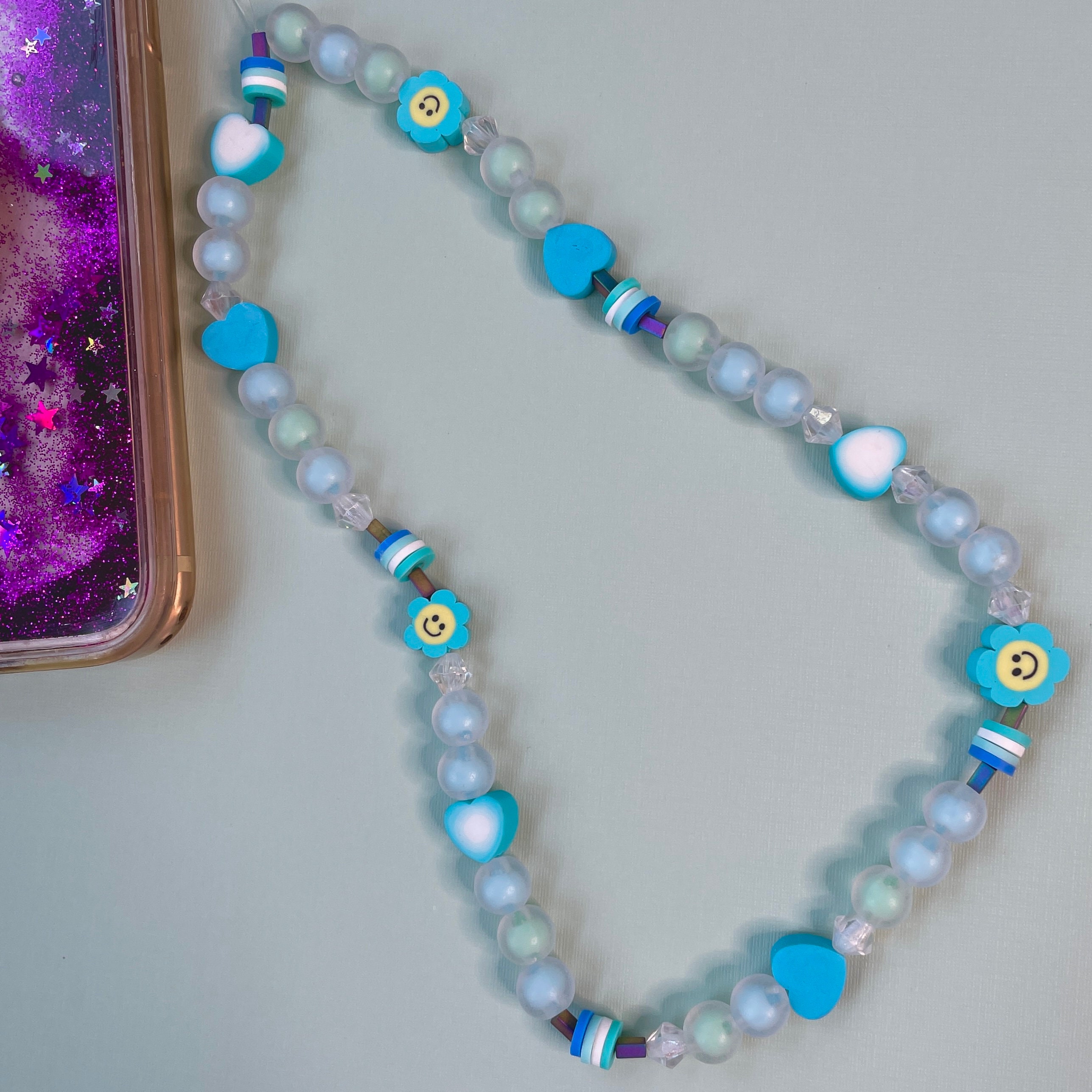 Bubbly Blue Phone Chain Etsy